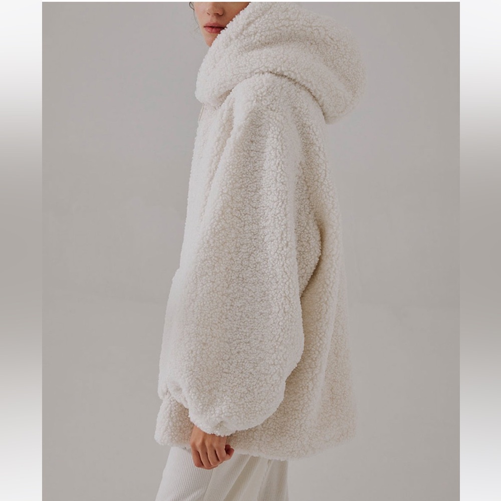 🎯NWOT Nap Pouch Pocket Fleece Hoodie Ivory Size Small - Picture 4 of 15